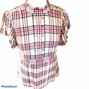 Juicy Couture High Seas Silk Plaid Blouse